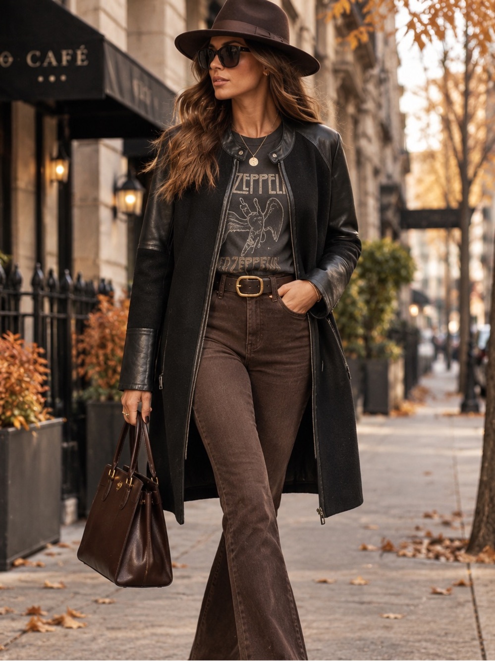 Danier Black Genuine Leather & Wool Blend Long Coat XL
